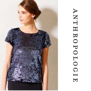 ANTHROPOLOGIE➕LEIFSDOTTIR Sequin Navy Blue Top